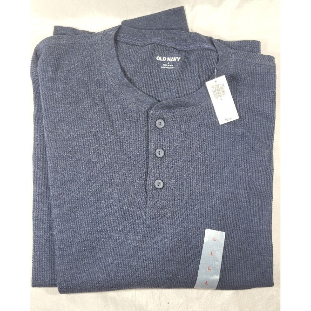 Old Navy Men's Waffle Knit Henley T-Shirt #752879 - Navy Blue - Size Large